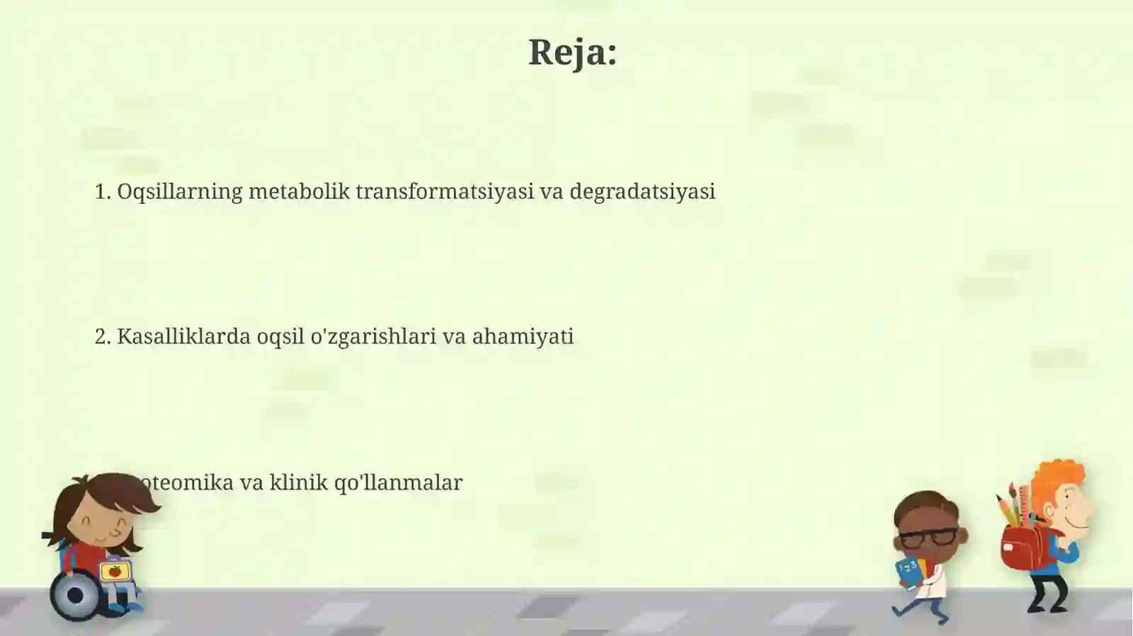 Oqsillarning biokimyoviy oʻzgarishi 2