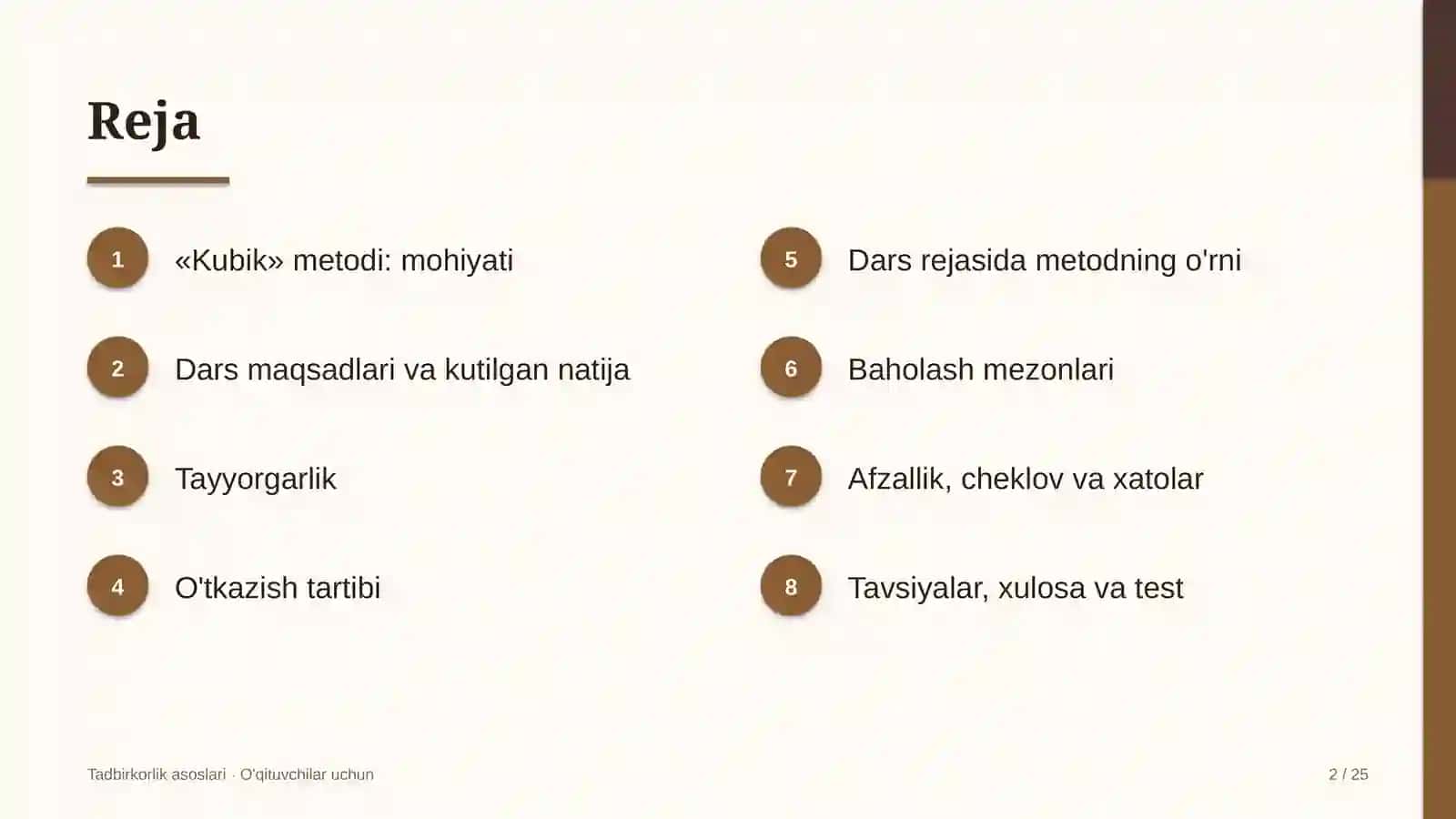 tadbirkorlik asoslari darslarida kubik metodidan foydalanish 8481 2