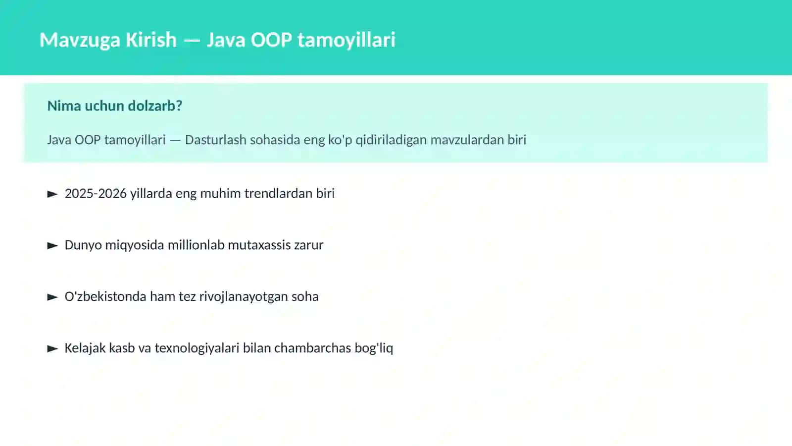 Java OOP tamoyillari 2
