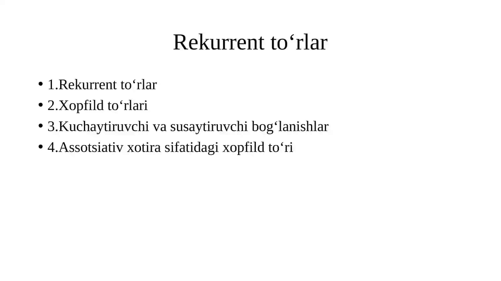 Rekurrent to‘rlar 2