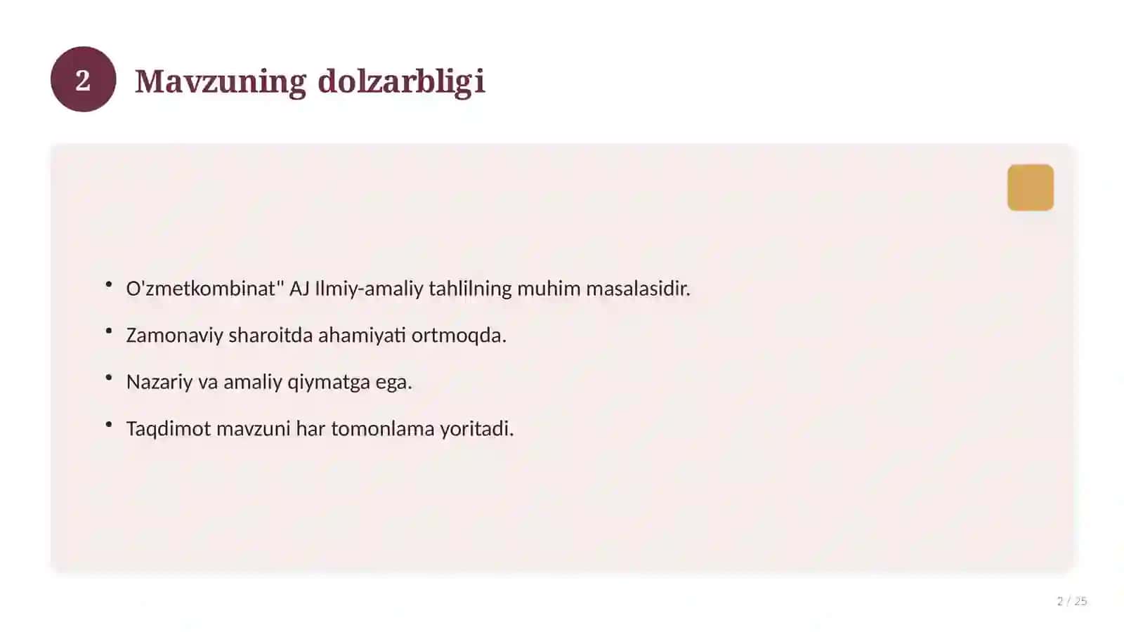 O'zmetkombinat" AJ 2