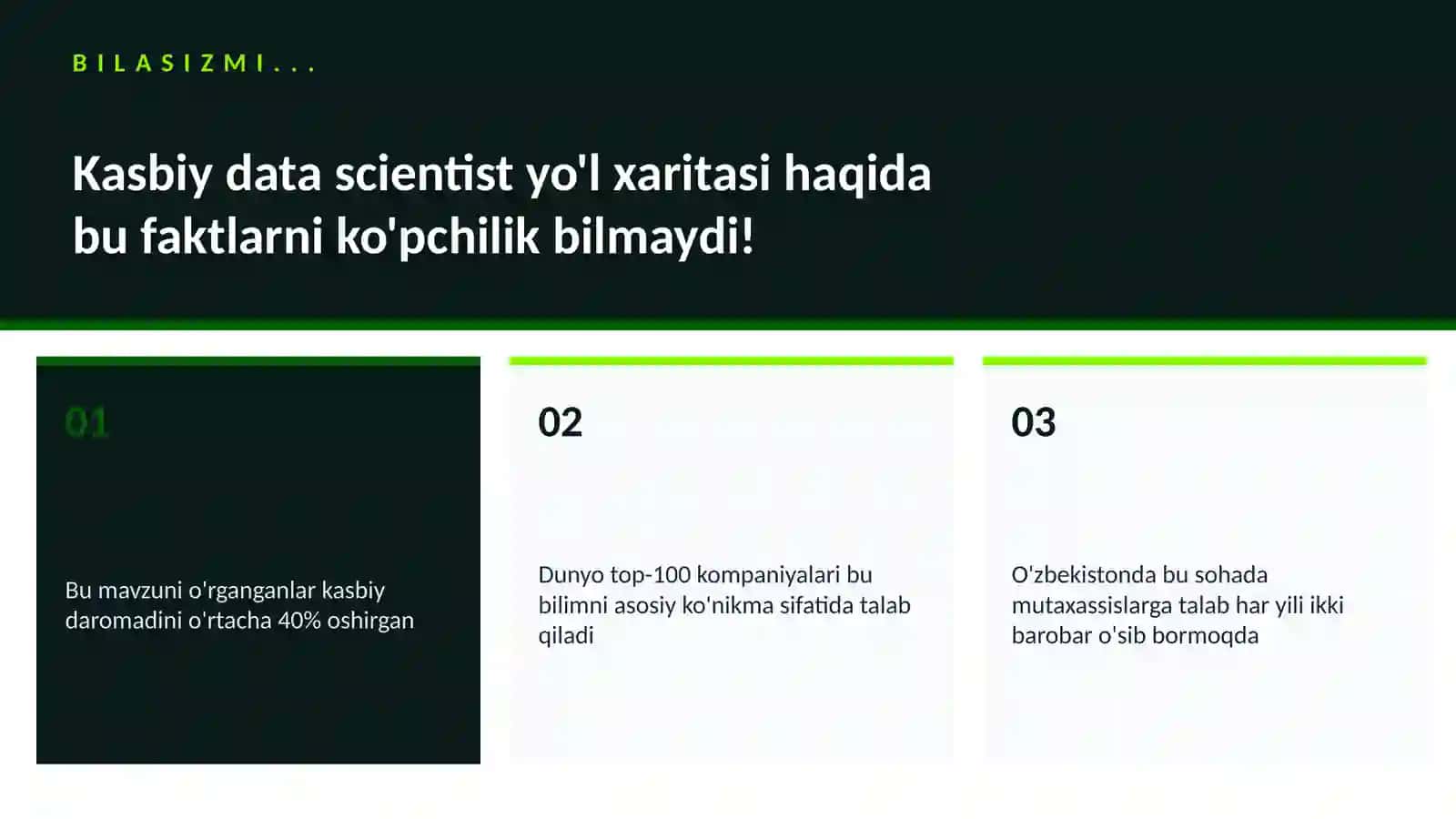 Kasbiy data scientist yo'l xaritasi 2