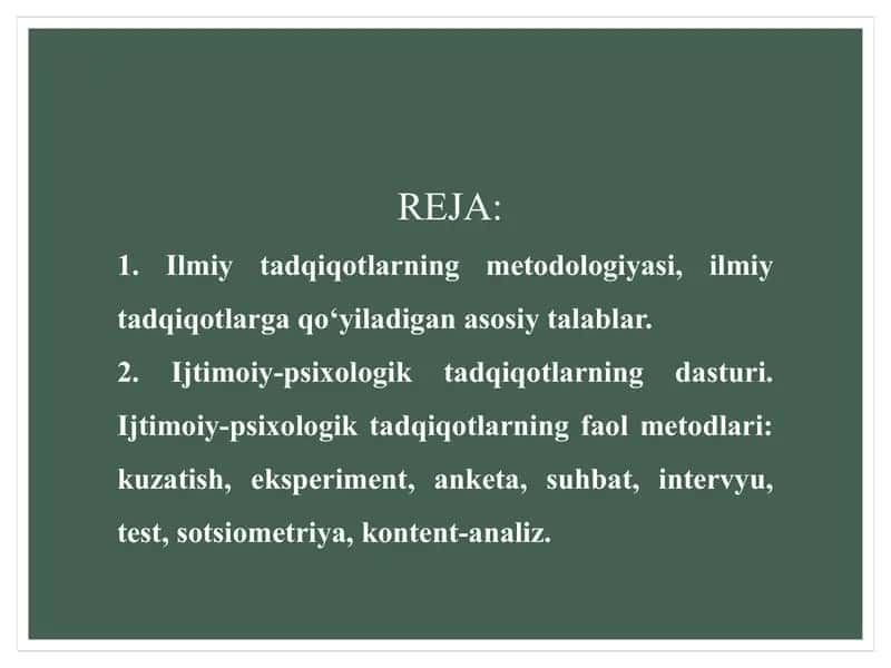 Ijtimoiy-psixologik tadqiqotlarning metodologiyasi va metodlari 2