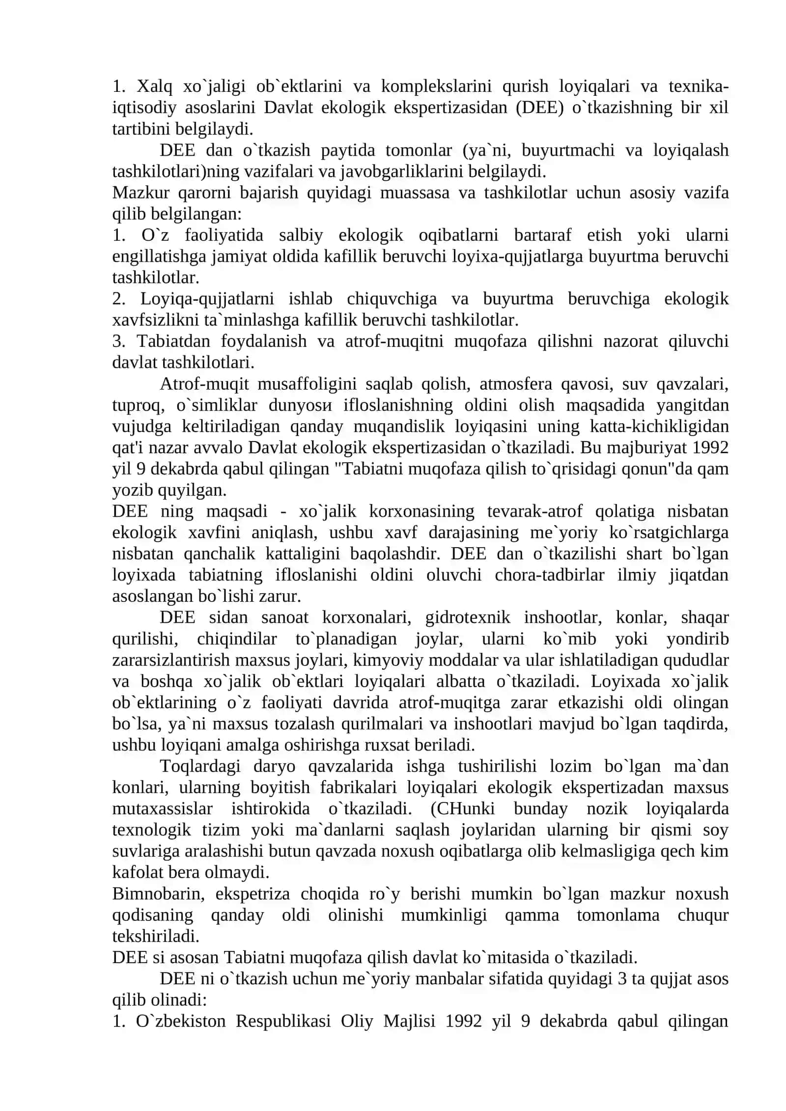 Davlat ekologik ekspertizasi.monitoring va uning turlari 2