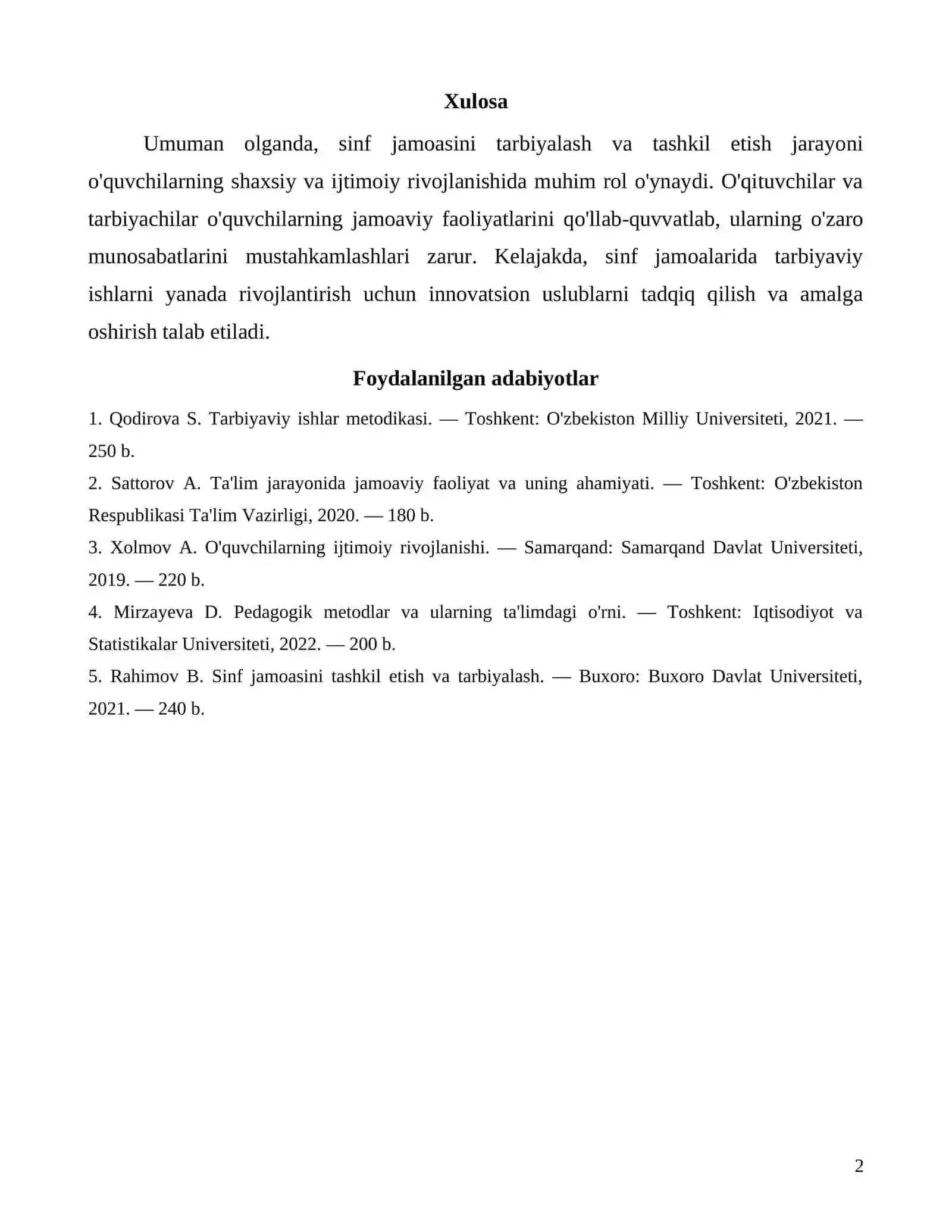 Sinf jamoasini tarbiyalash va tashkil etish 2