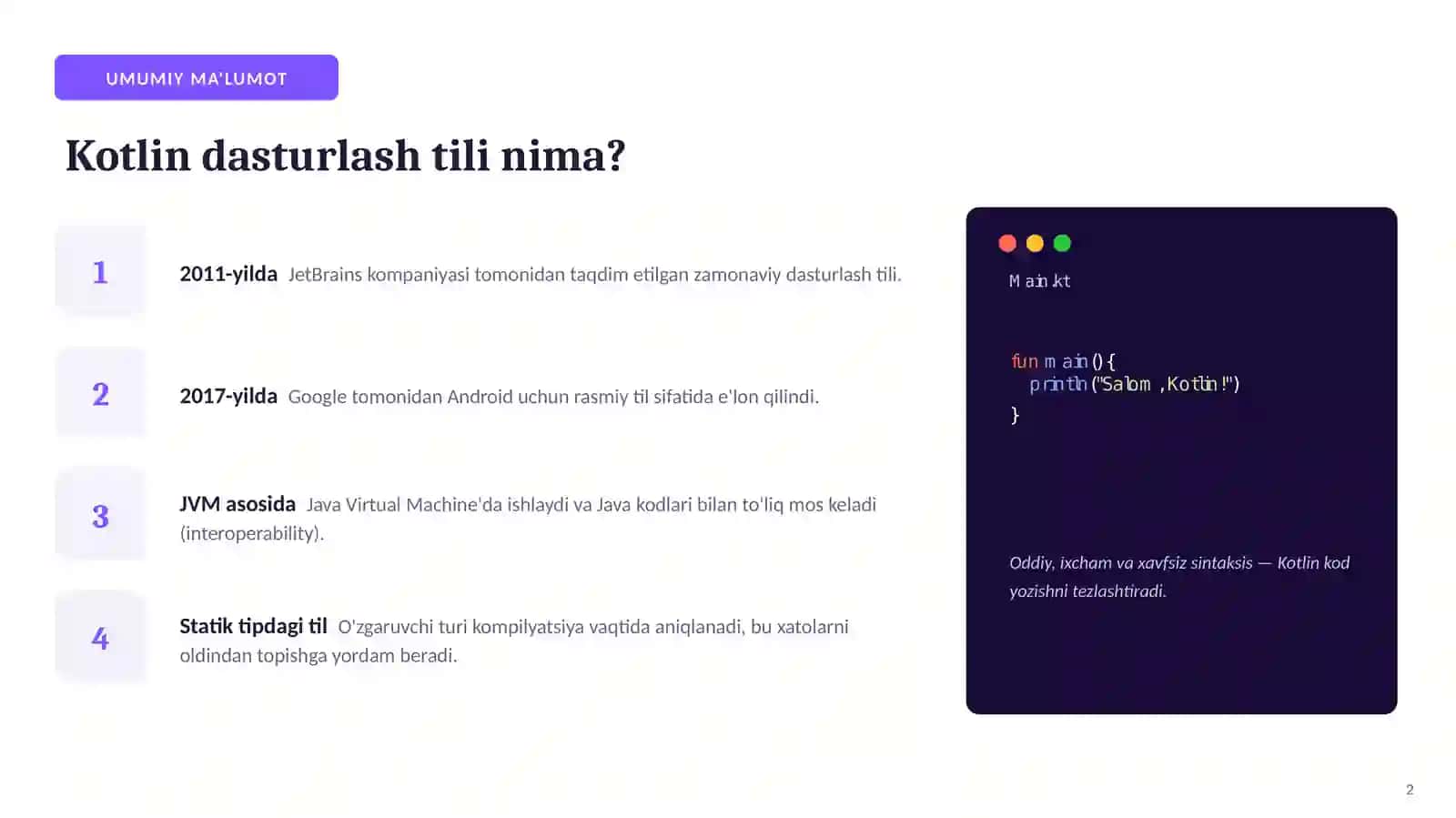 Kotlin dasturlash tiliga kirish 2