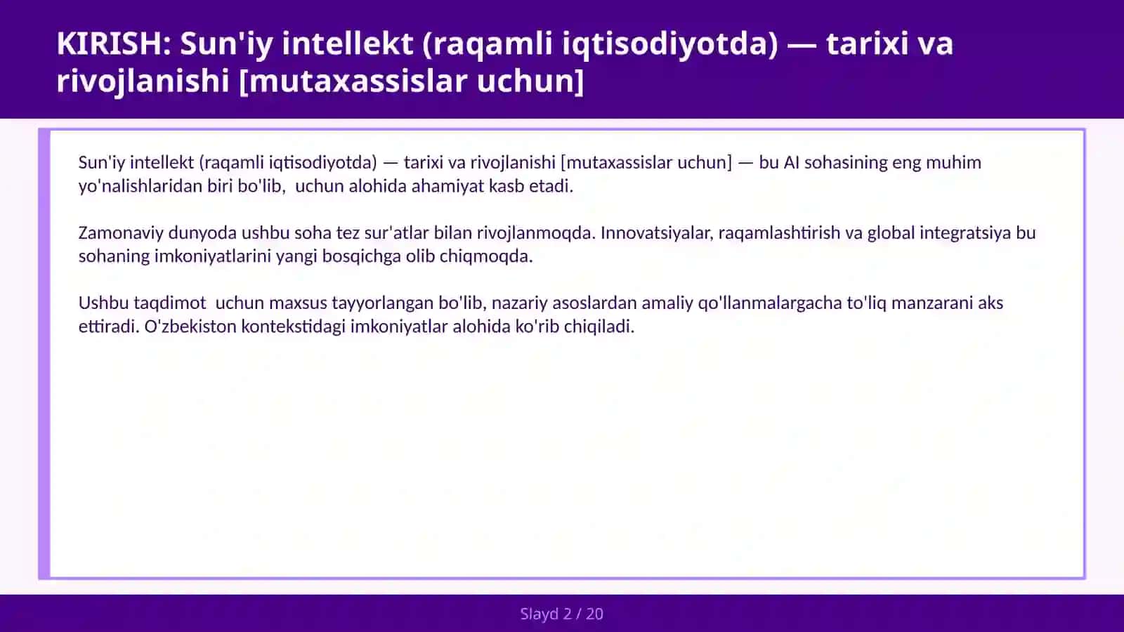 Sun'iy intellekt (raqamli iqtisodiyotda) — tarixi va rivojlanishi [mutaxassislar uchun] 2