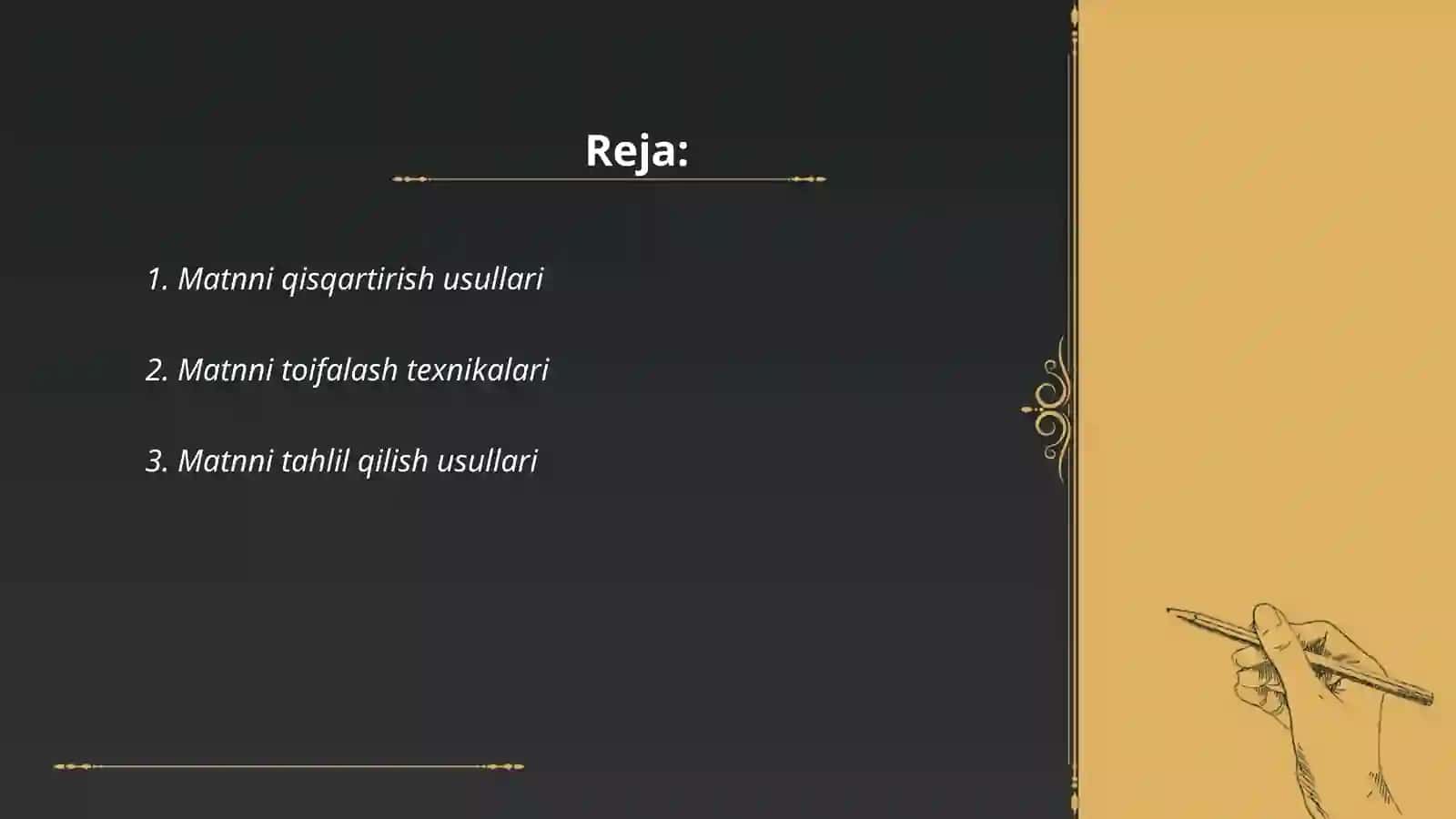 Xalqaro dasturida foydalaniladigan matn ustida ishlash usullarini qoʻllagan holda yangi matn 2