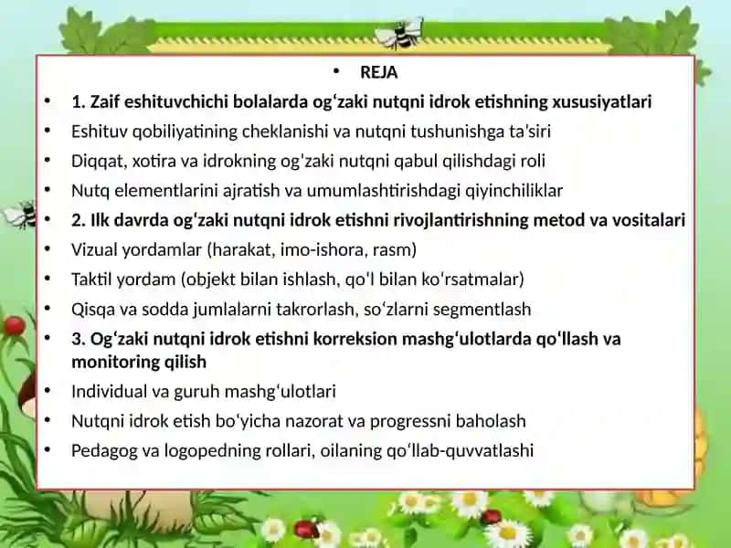 Zaif Eshituvchichi Bolalarning Og’zaki Nutqining Idrok Etishi 2