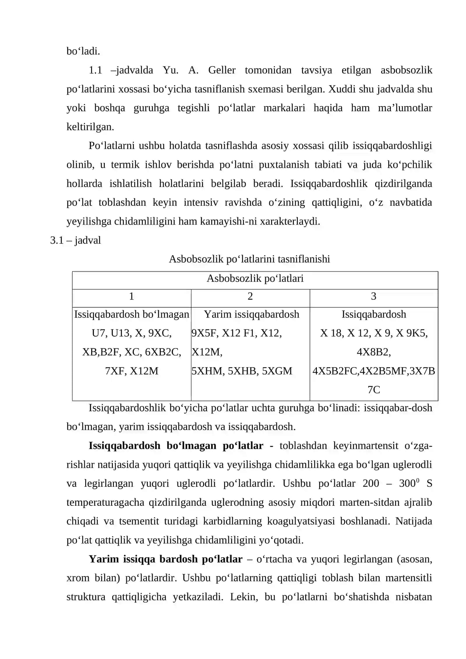 ASBOBSOZLIK PO‘LATLARINI TERMIK ISHLASH 2