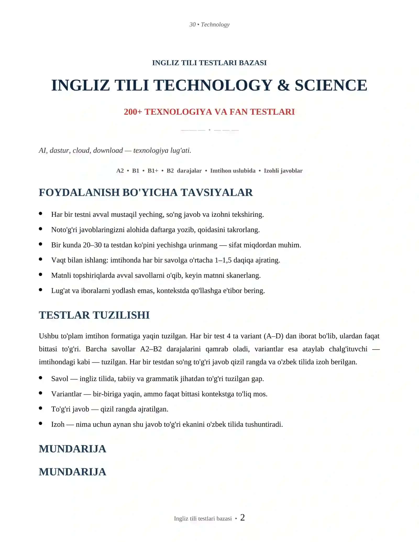 INGLIZ TILI TECHNOLOGY & SCIENCE 2