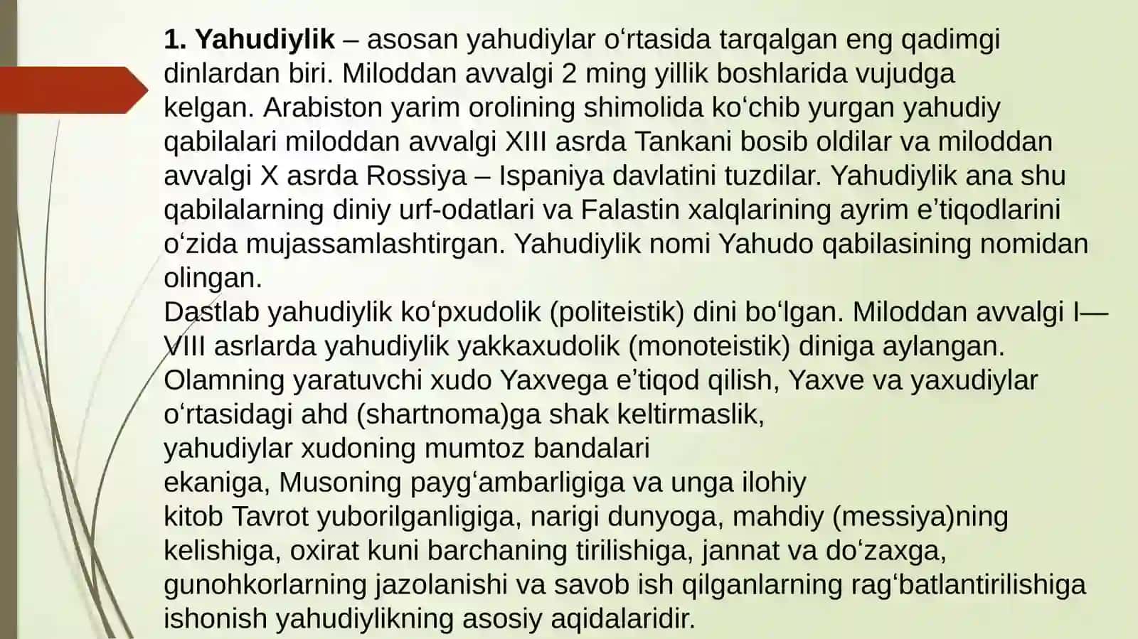 Yahudiylik ta'limoti. An'ana va marosimlari 2