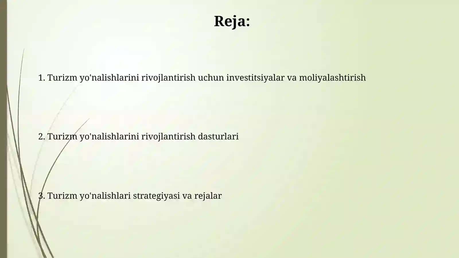 Turizm turlari rivojlantirish dasturlari va strategiyalari 2