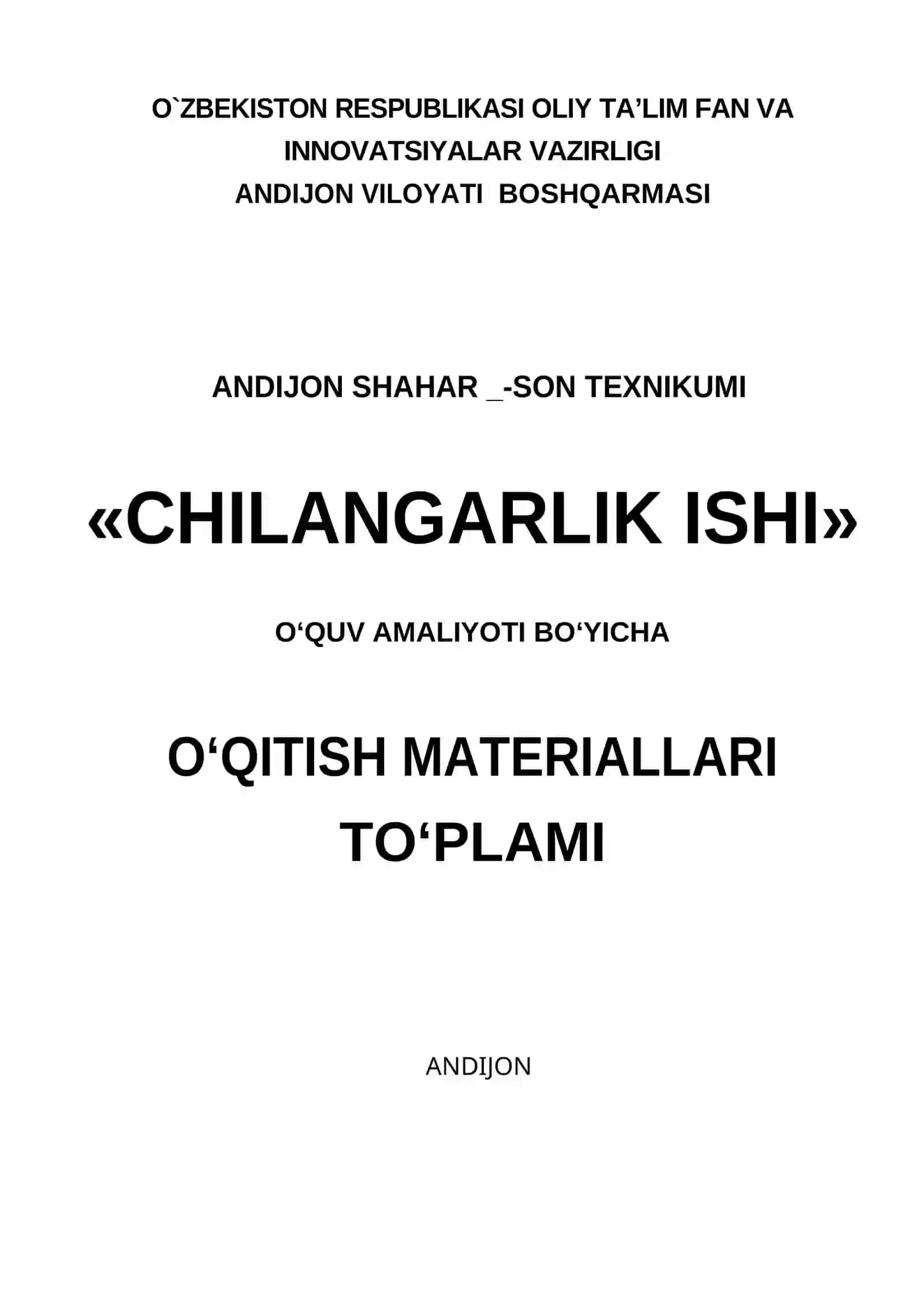 CHILANGARLIK Ishi o'quv amaliyoti 2