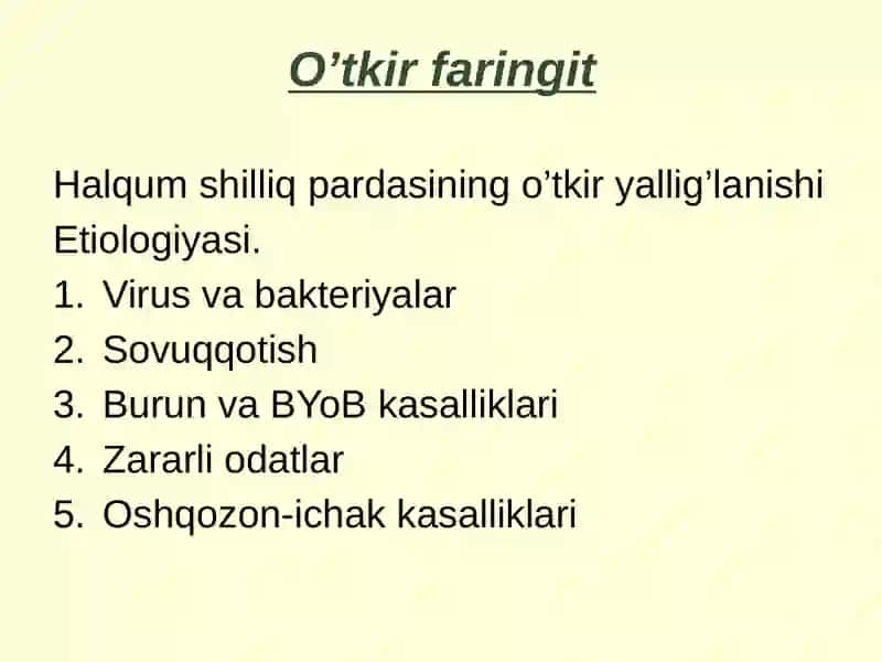 Halqumning utkirva surunkalik asalliklari 2