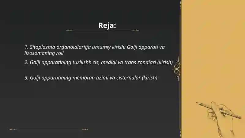 Sitoplazma organoidlari golji apparati va lizasoma tuziulishi 2
