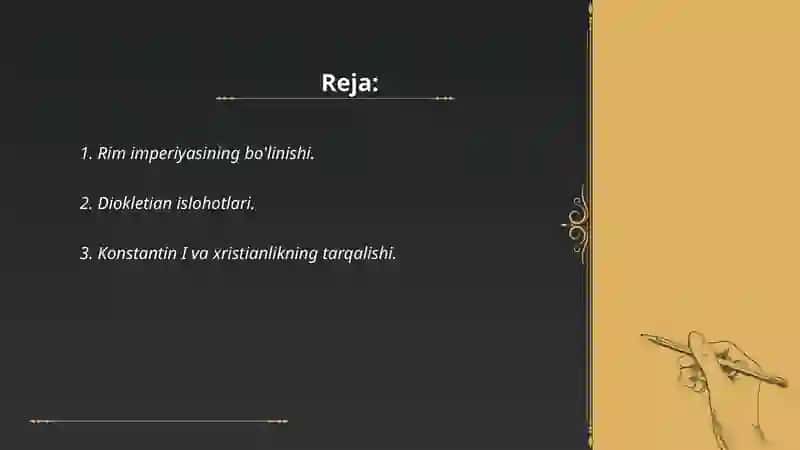 Eramizning milodiy III-IV asrlarida soʻngi Rim imperiyasi 2
