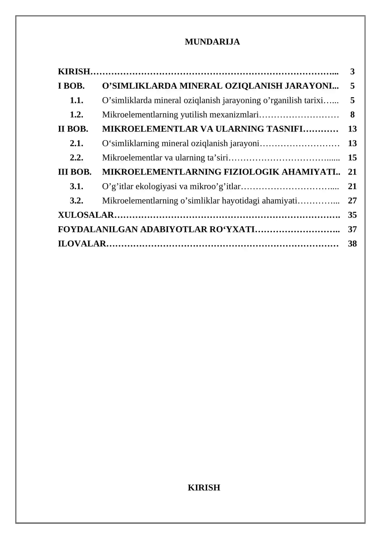 Mikroelementlar, ularning turlari va o’simliklarning mineral oziqlanish jarayoni 2