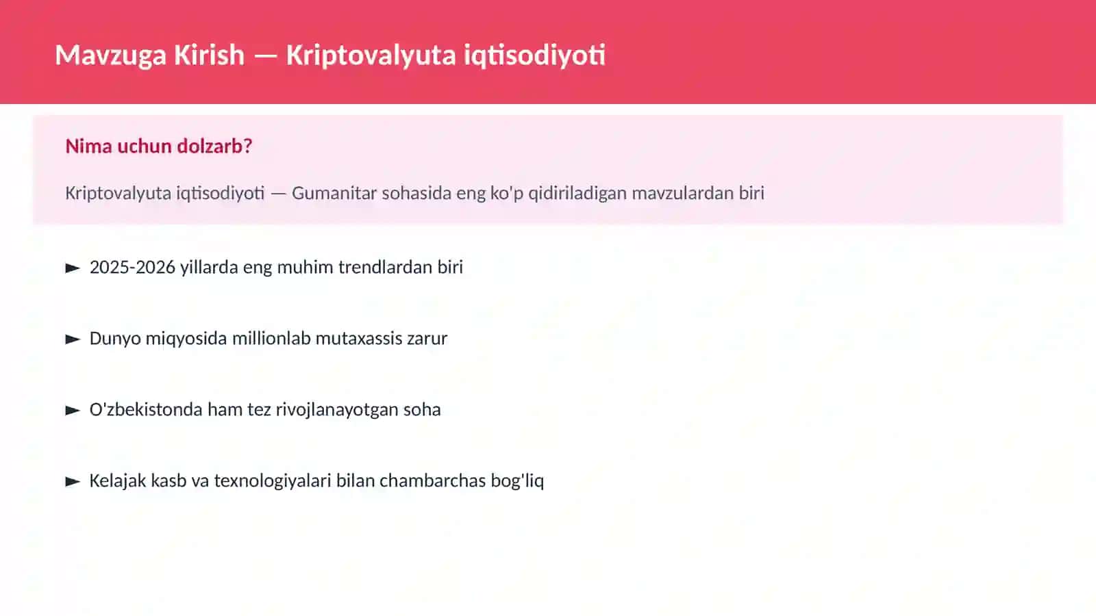 Kriptovalyuta iqtisodiyoti 2
