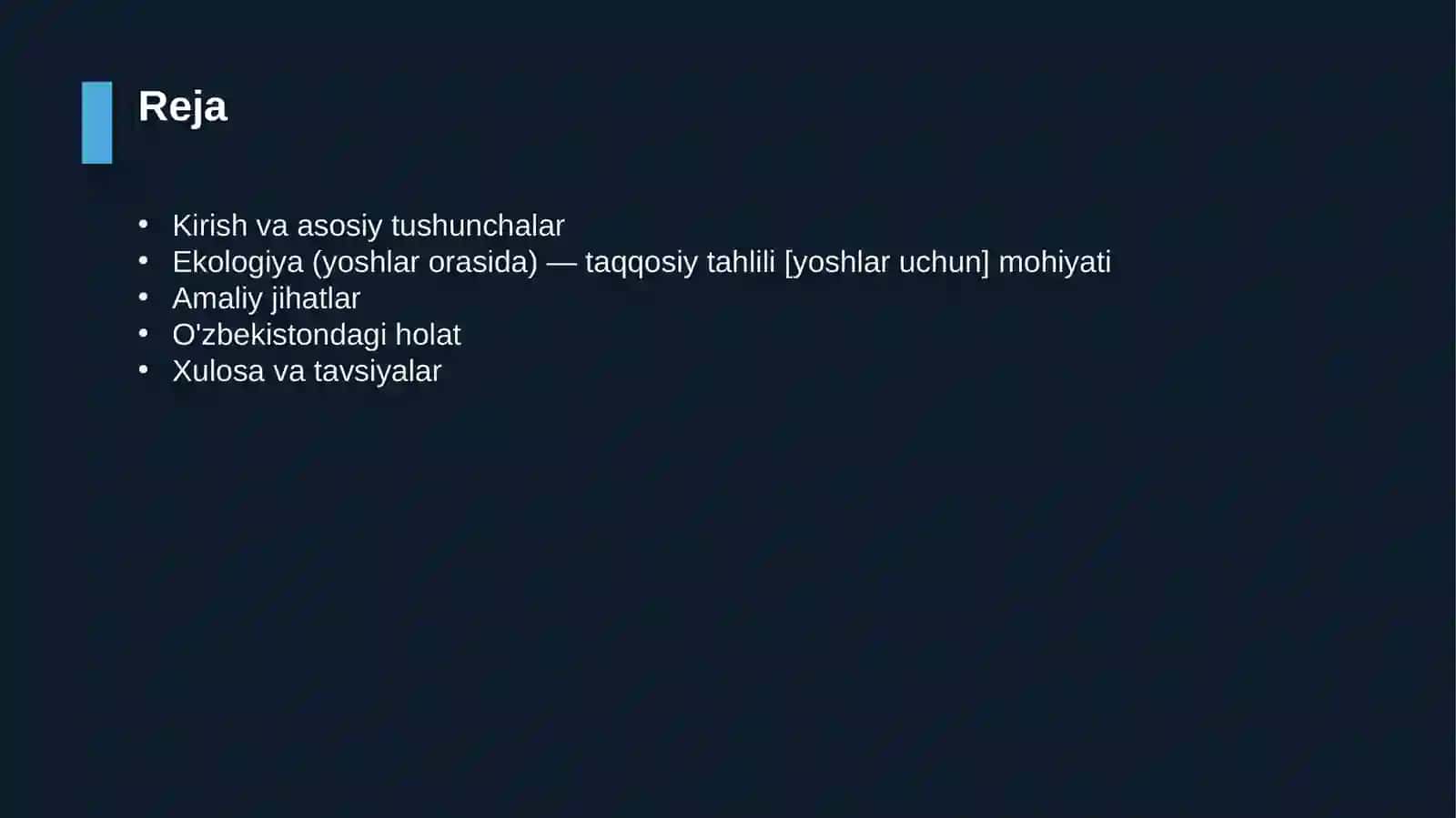 Ekologiya (yoshlar orasida) — taqqosiy tahlili [yoshlar uchun] 2