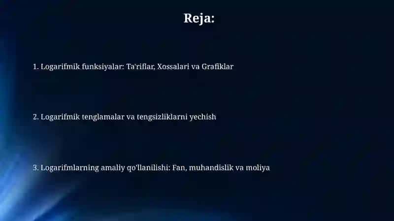 Logarifmik funksiyalar 2
