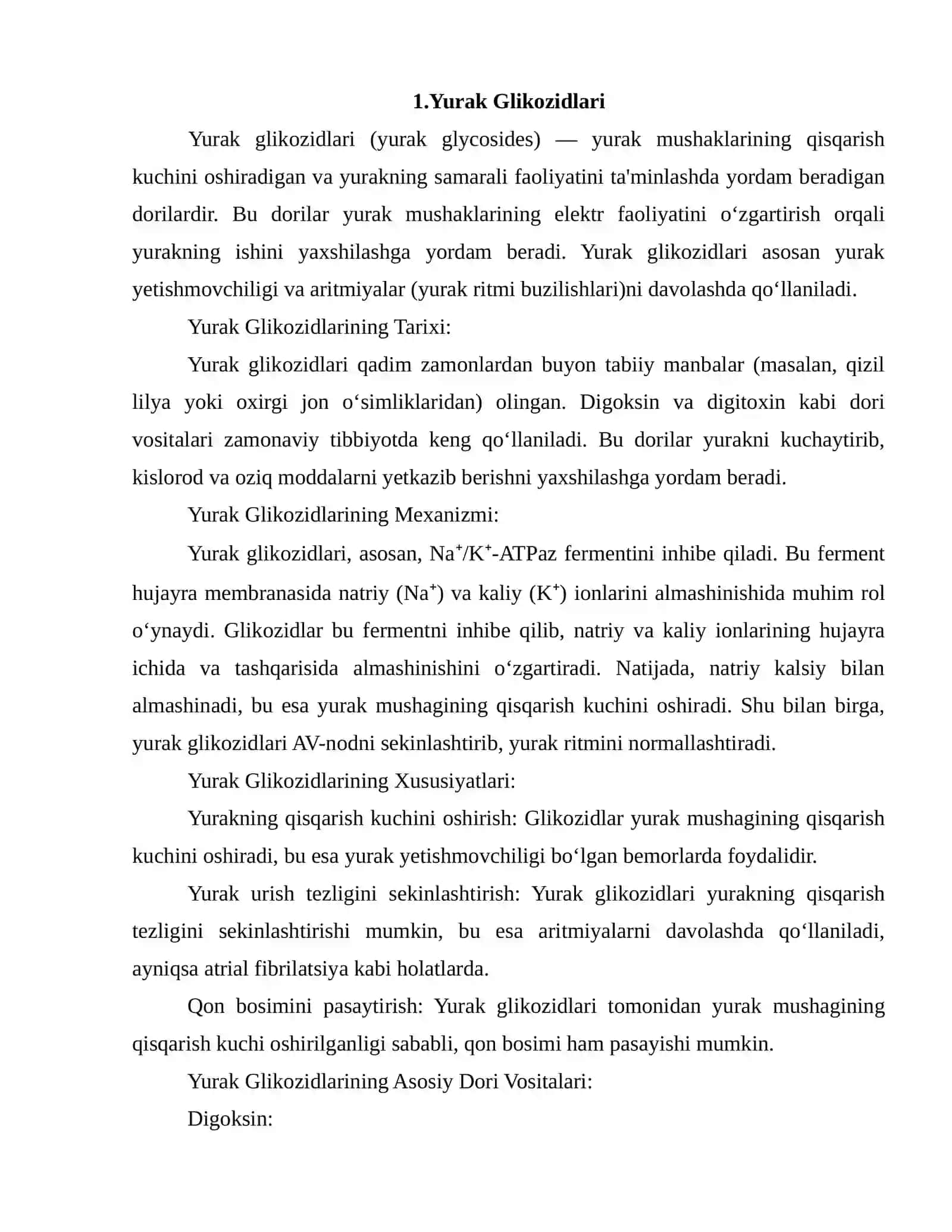 Yurak glikozidlari, aritmiyaga qarshi, toj tomirlar yetishmovchiligida qōllaniladigan, gipotenziv, gipertenziv, diuretik dori 2