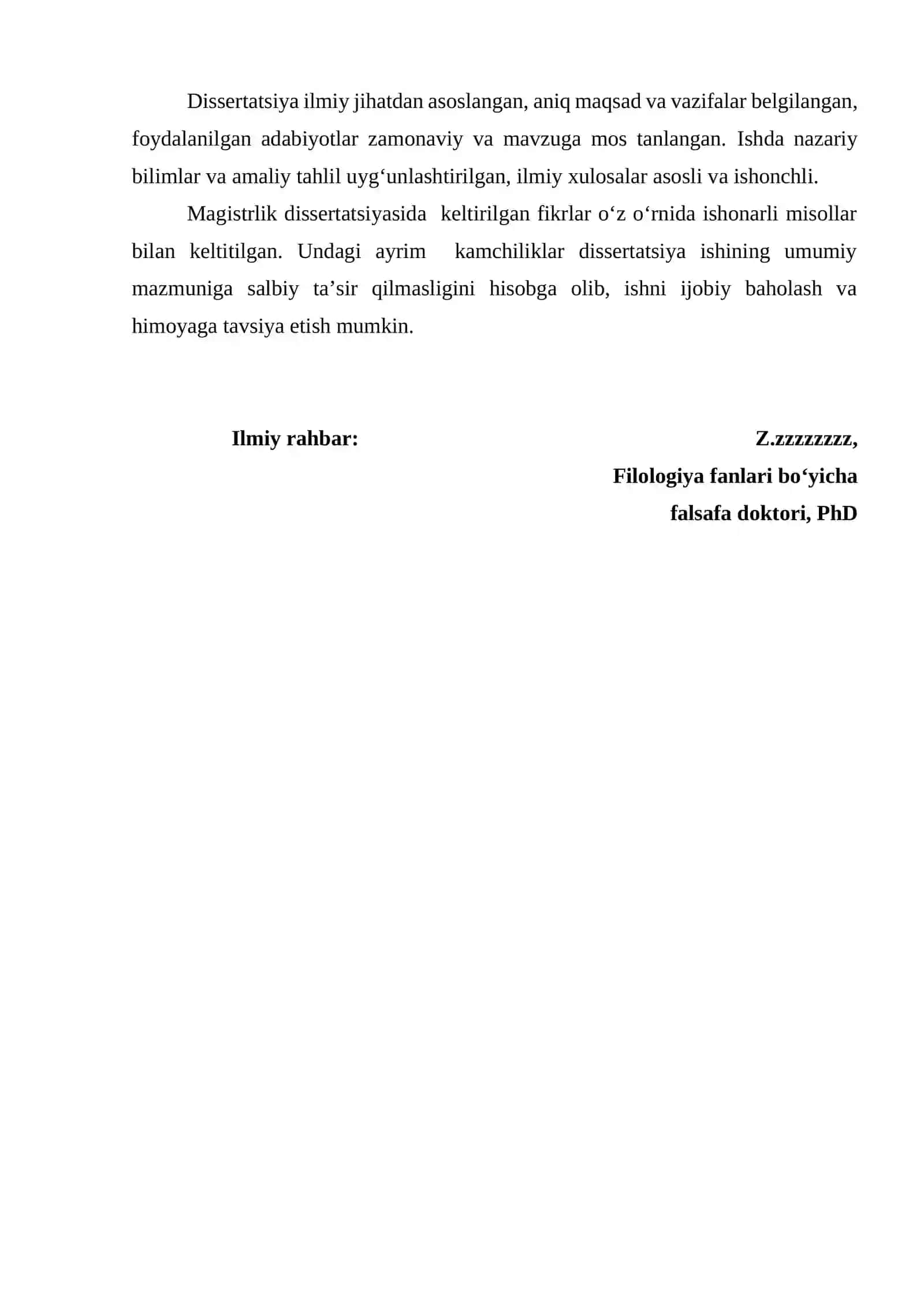 Ilmiy rahbar xulosasi 2