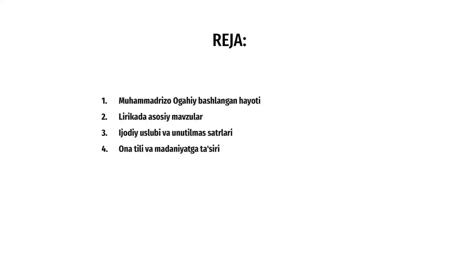 Muhammadrizo Ogahiy lirikasi 2