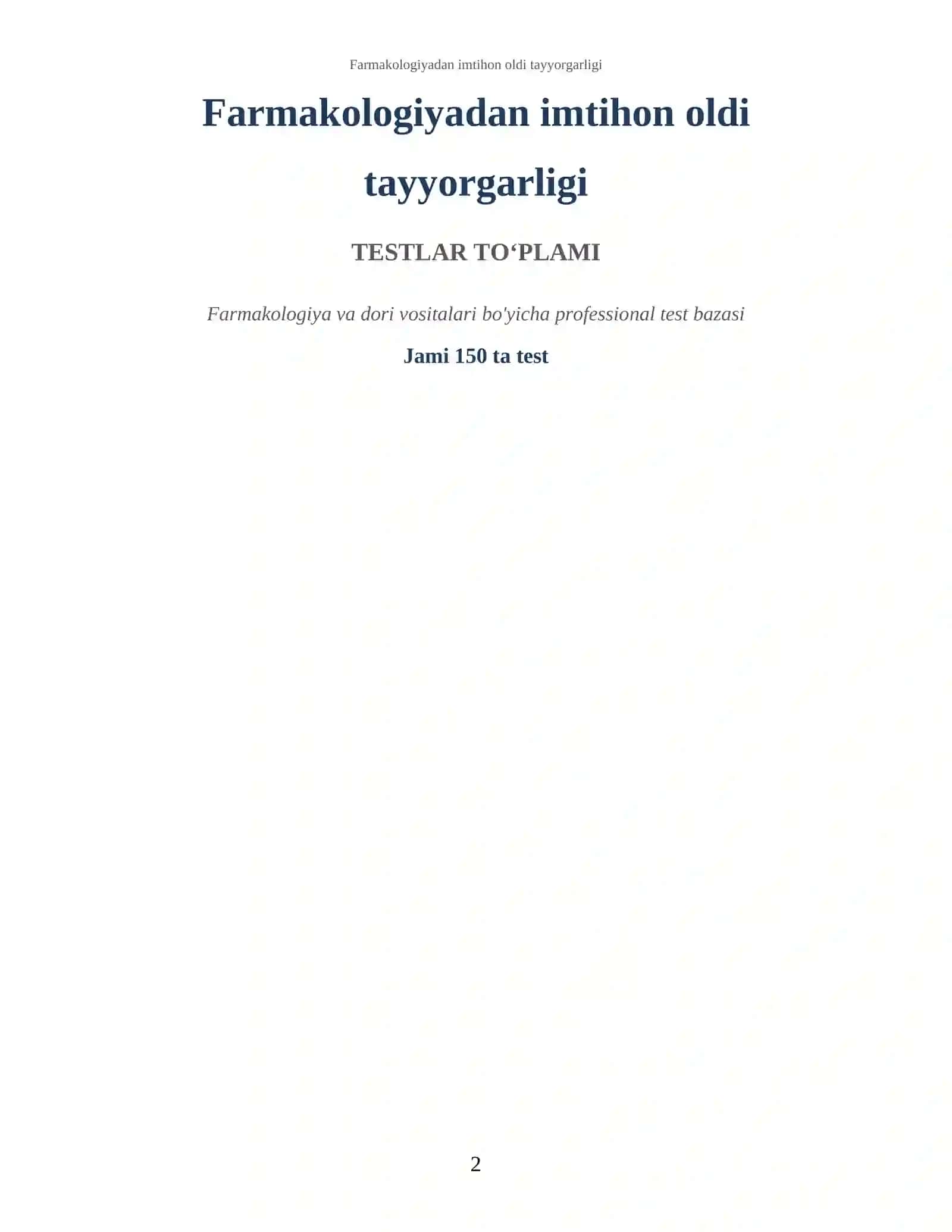 Farmakologiyadan imtihon oldi tayyorgarligi 2