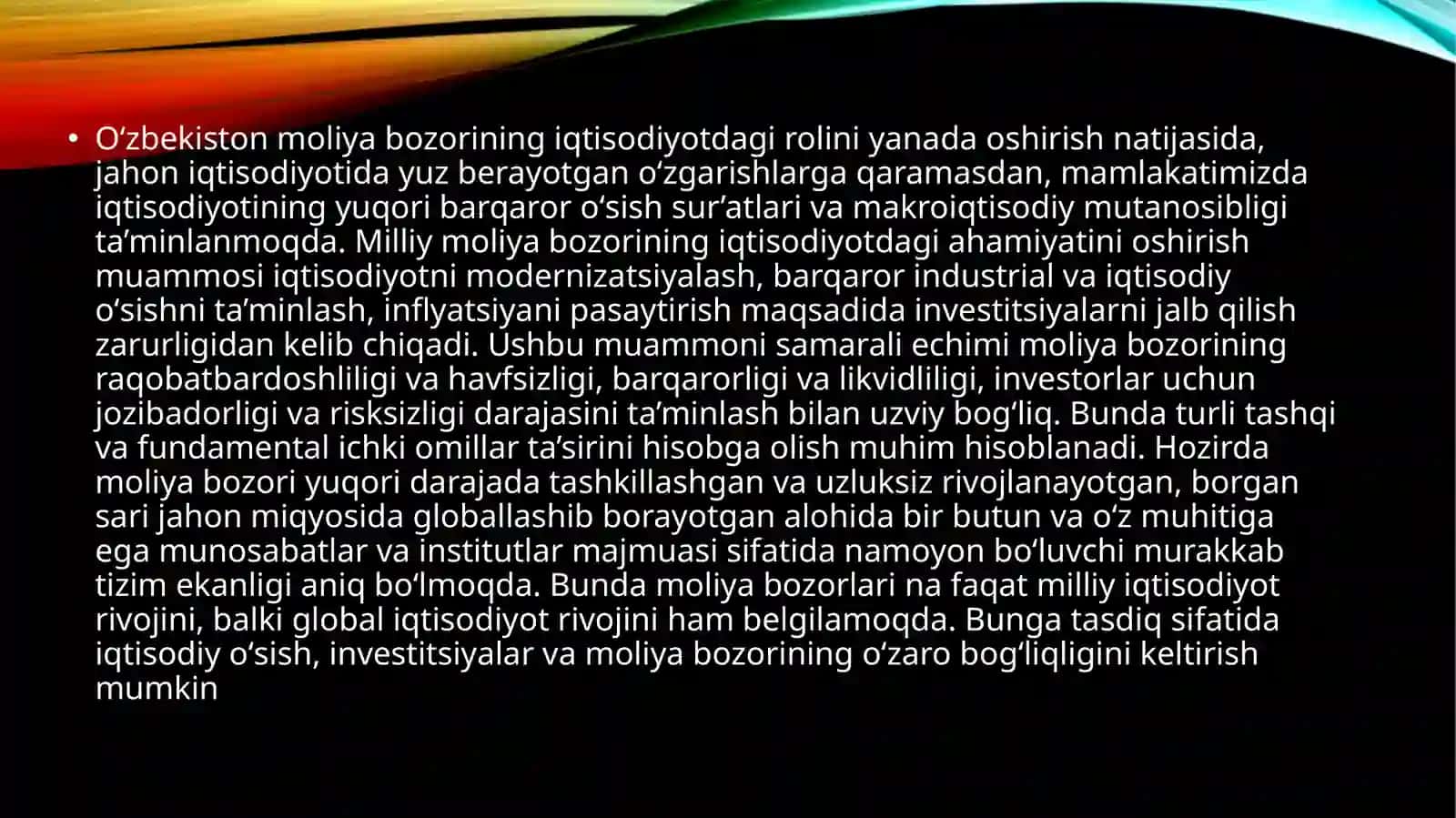 Moliyabozorining iqtisodiyotdagi roli 2