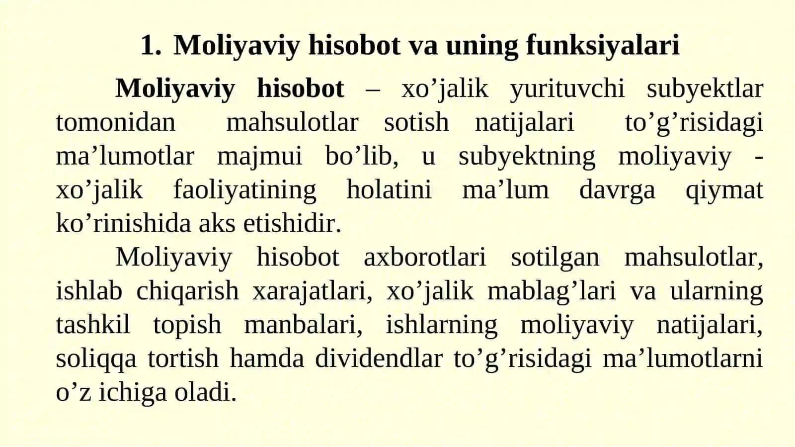 Moliyaviy hisobotlar va pul oqimlari haqida tushuncha 2