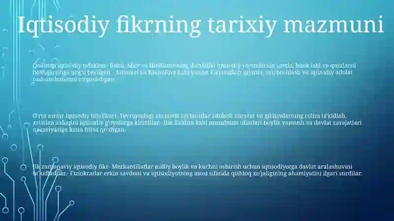Qadimgi Iqtisodiy Ta'limotlar 2