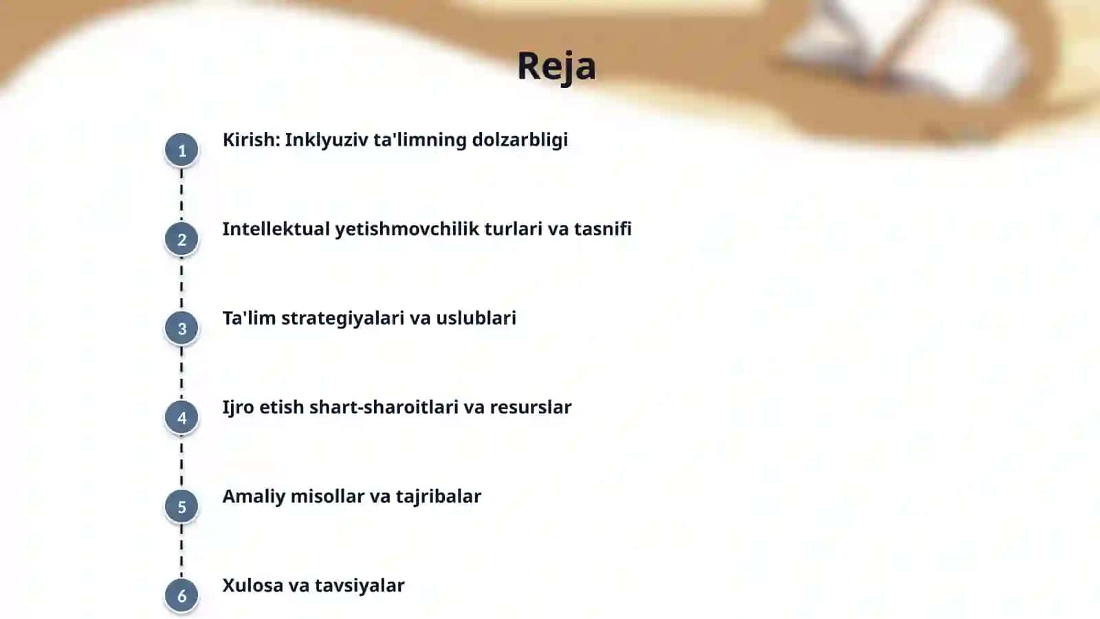 8-mavzu: Turli darajadagi intellektual yetishmovchiligi boʻlgan bolalar uchun inklyuziv ta’lim strategiyalari va ularni amalga oshirish shart-sharoitlari 2