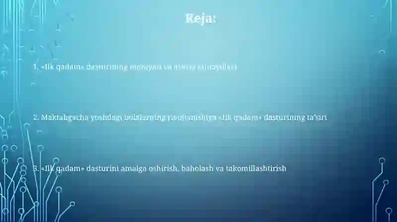 Ilk qadam dasturi 2