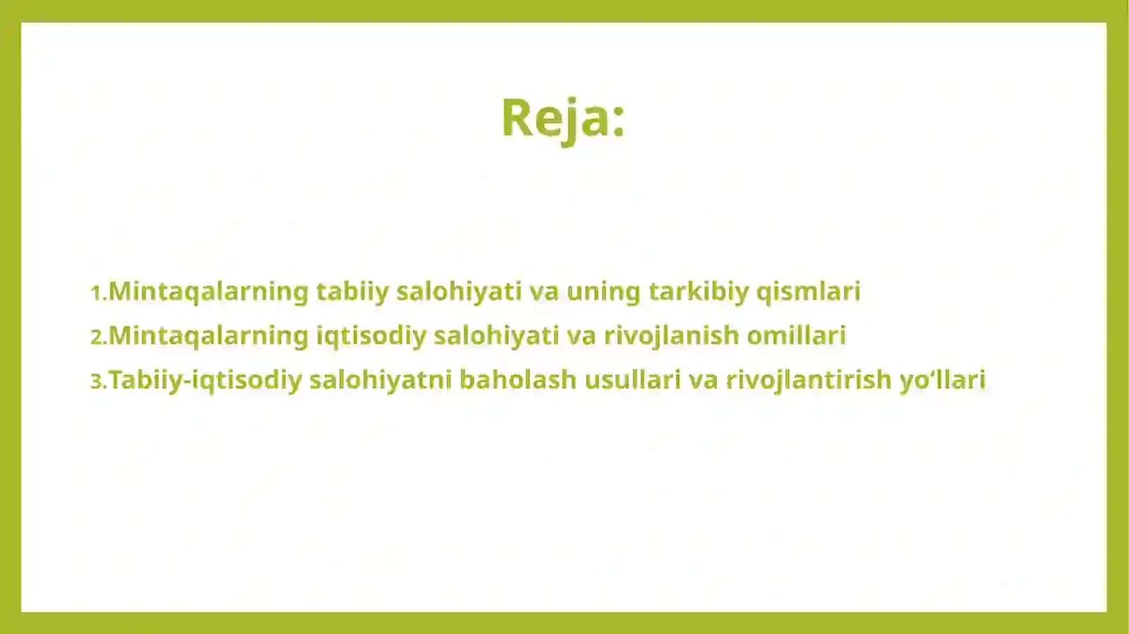 Mintaqalartabiiy-iqtisodiysalohiyatinio'rganishvabaholash 2