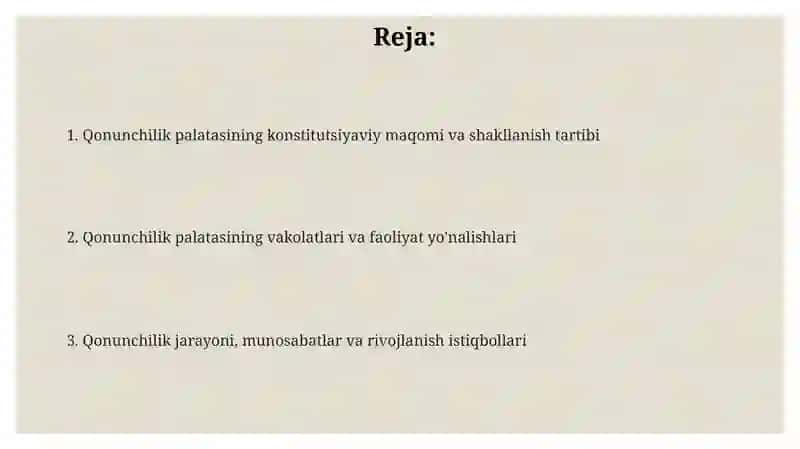 Oliy Majlis Qonunchilik palatasining huquqiy holati 2