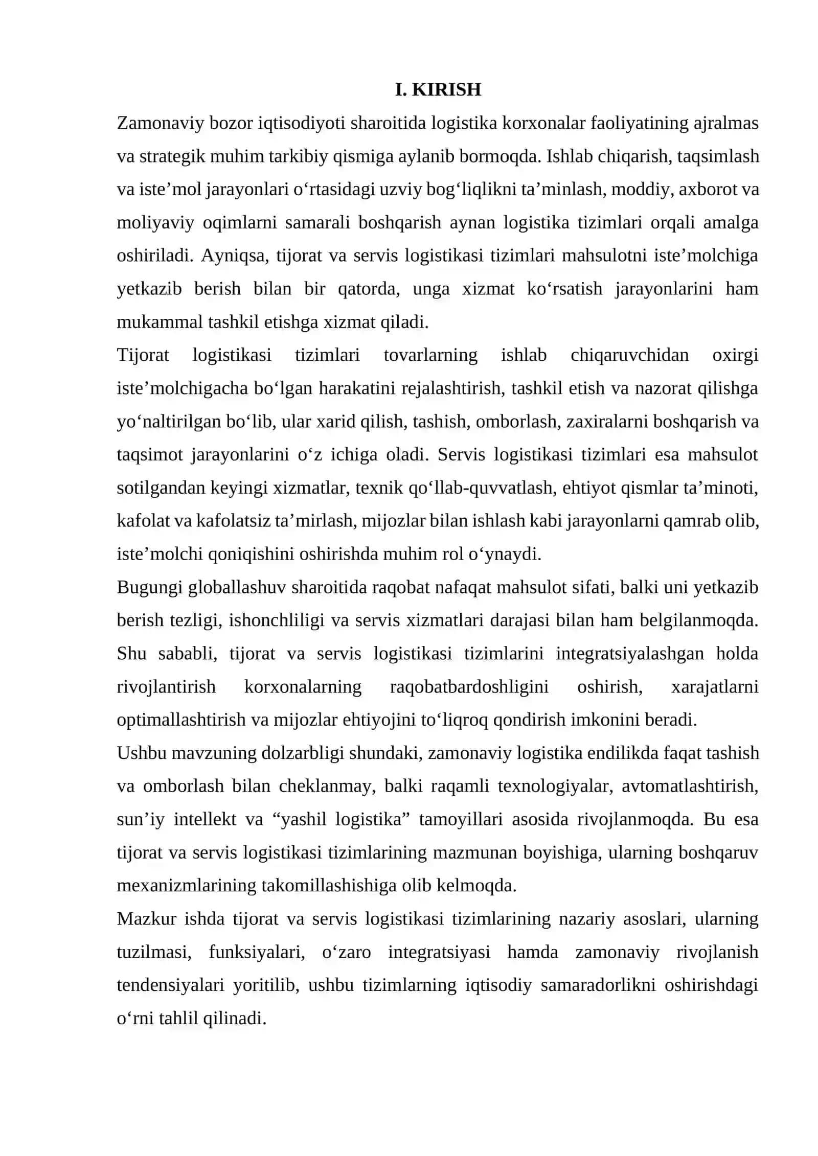 TIJORAT VA SERVIS LOGISTIKASI TIZIMLARI 2