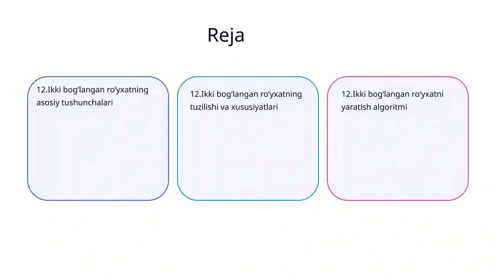 Ikki bog‘langan ro‘yxat algoritmlari 2