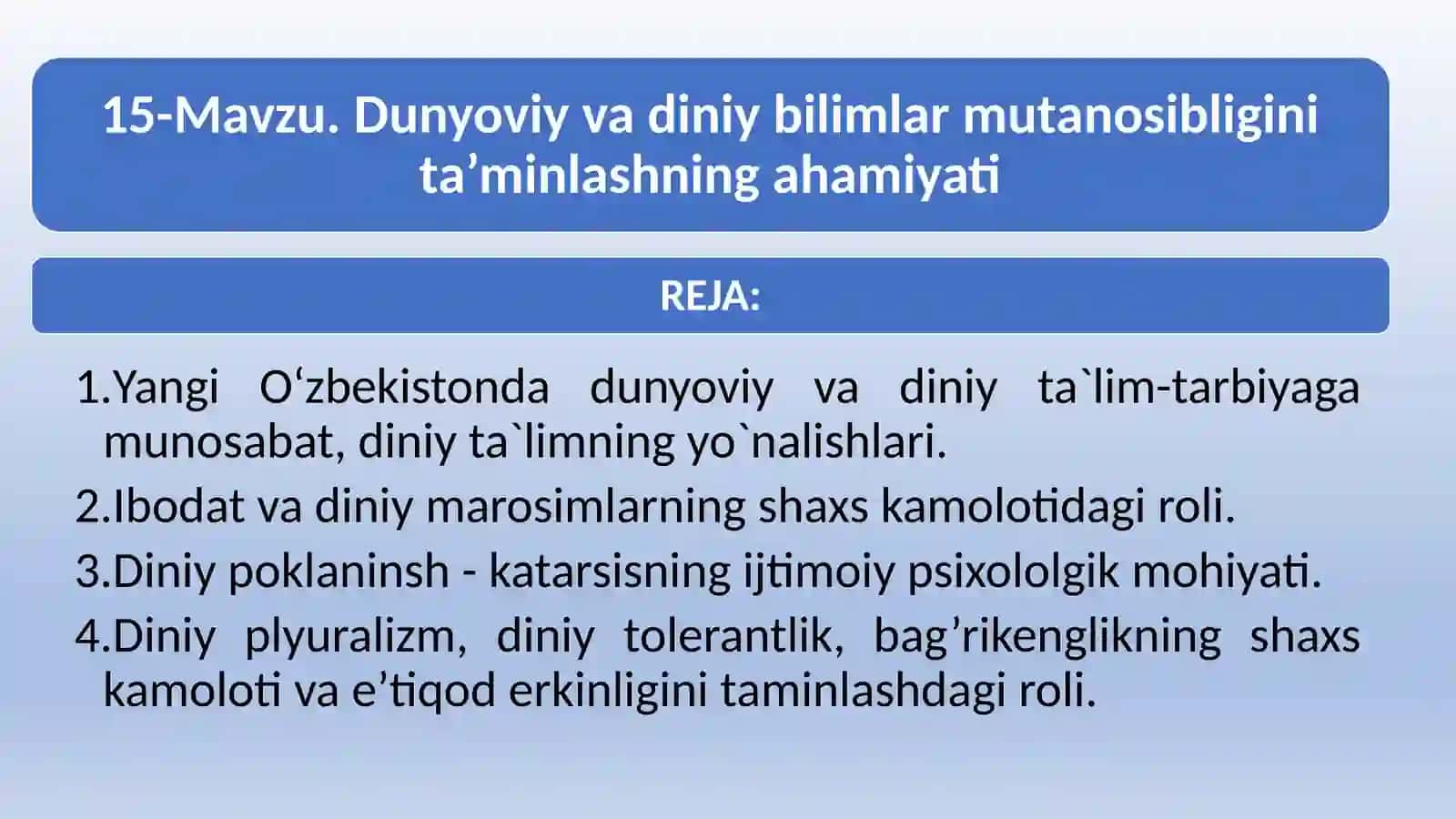 Yangi O’zbekistonda Dunyoviy va diniy ta’lim-tarbiyaning o‘zaro munosabati 2