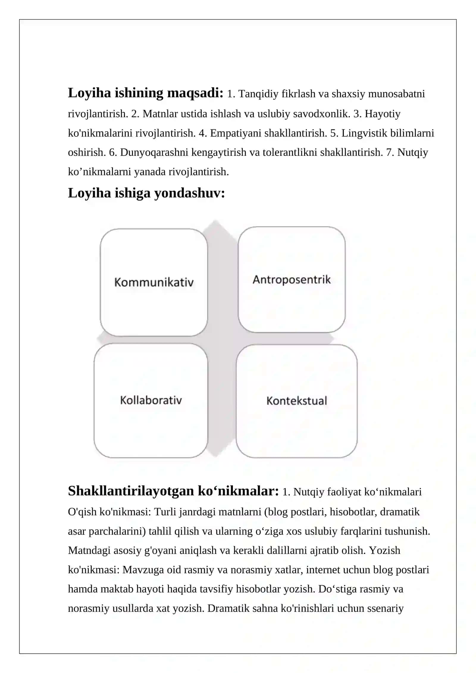 Ona tilini o‘qitish metodikasi fanidan 2