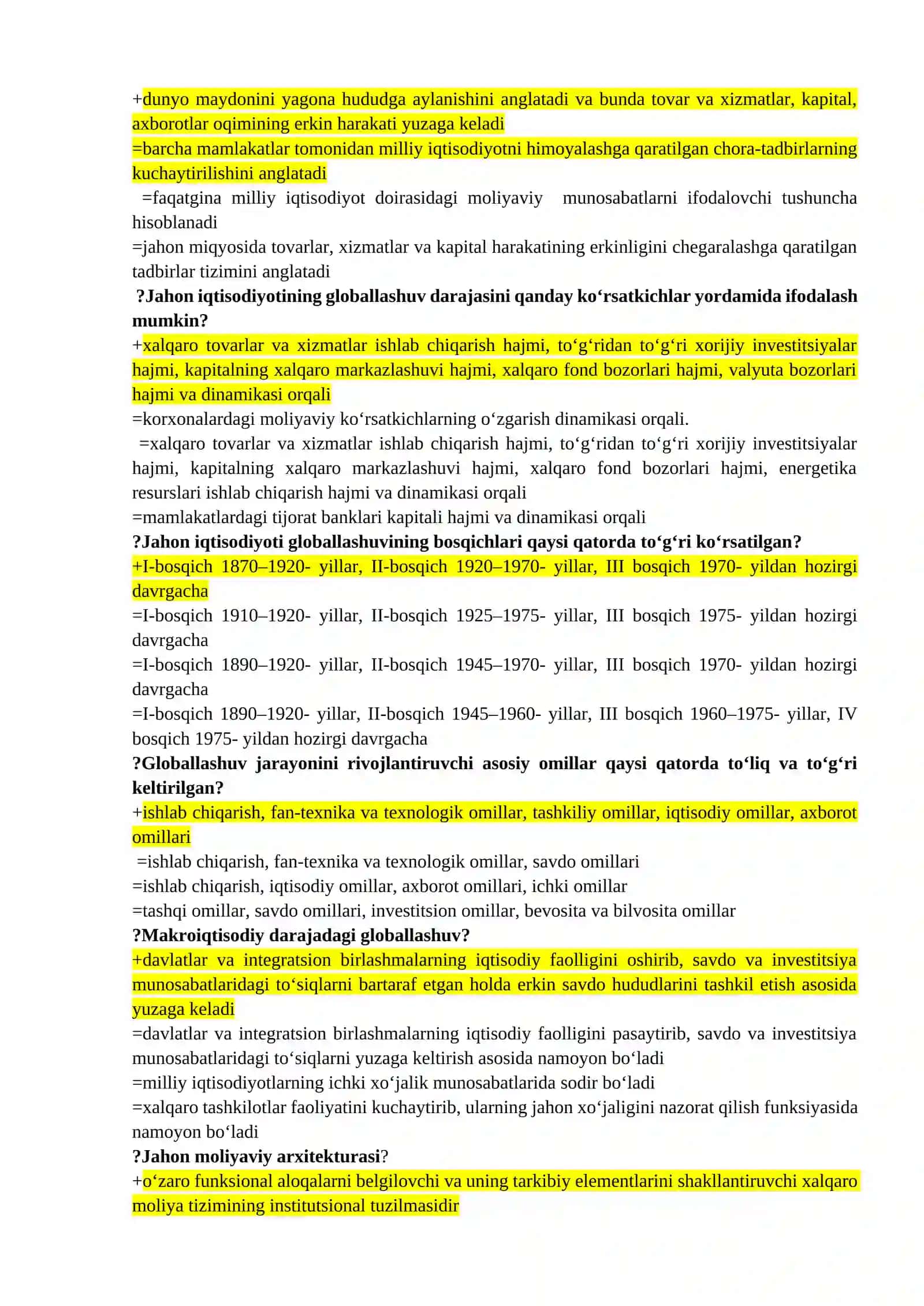 Xalqaro moliya va Globallashuv 2
