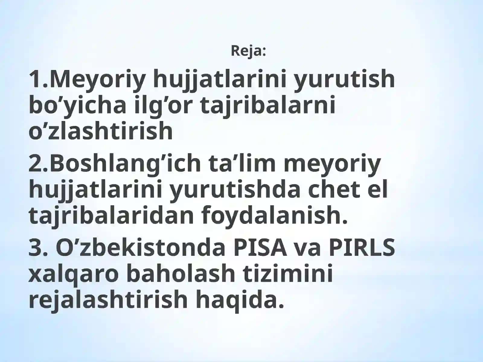 Boshlang’ich ta’lim meyoriy hujjatlarini yurutish bo’yicha ilg’or tajribalarni o’zlashtirish 2