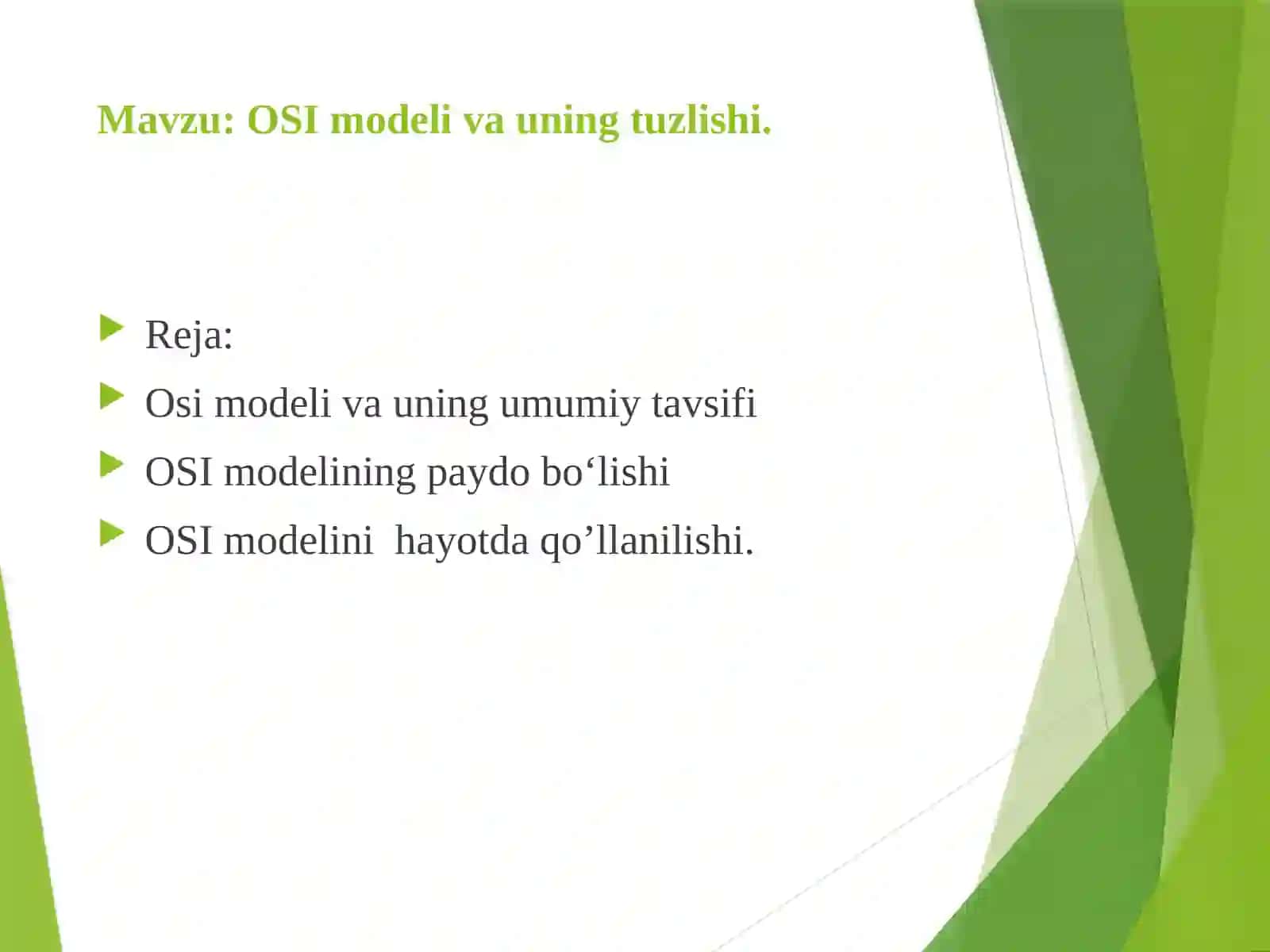 OSI modeli va uning tuzlishi 2