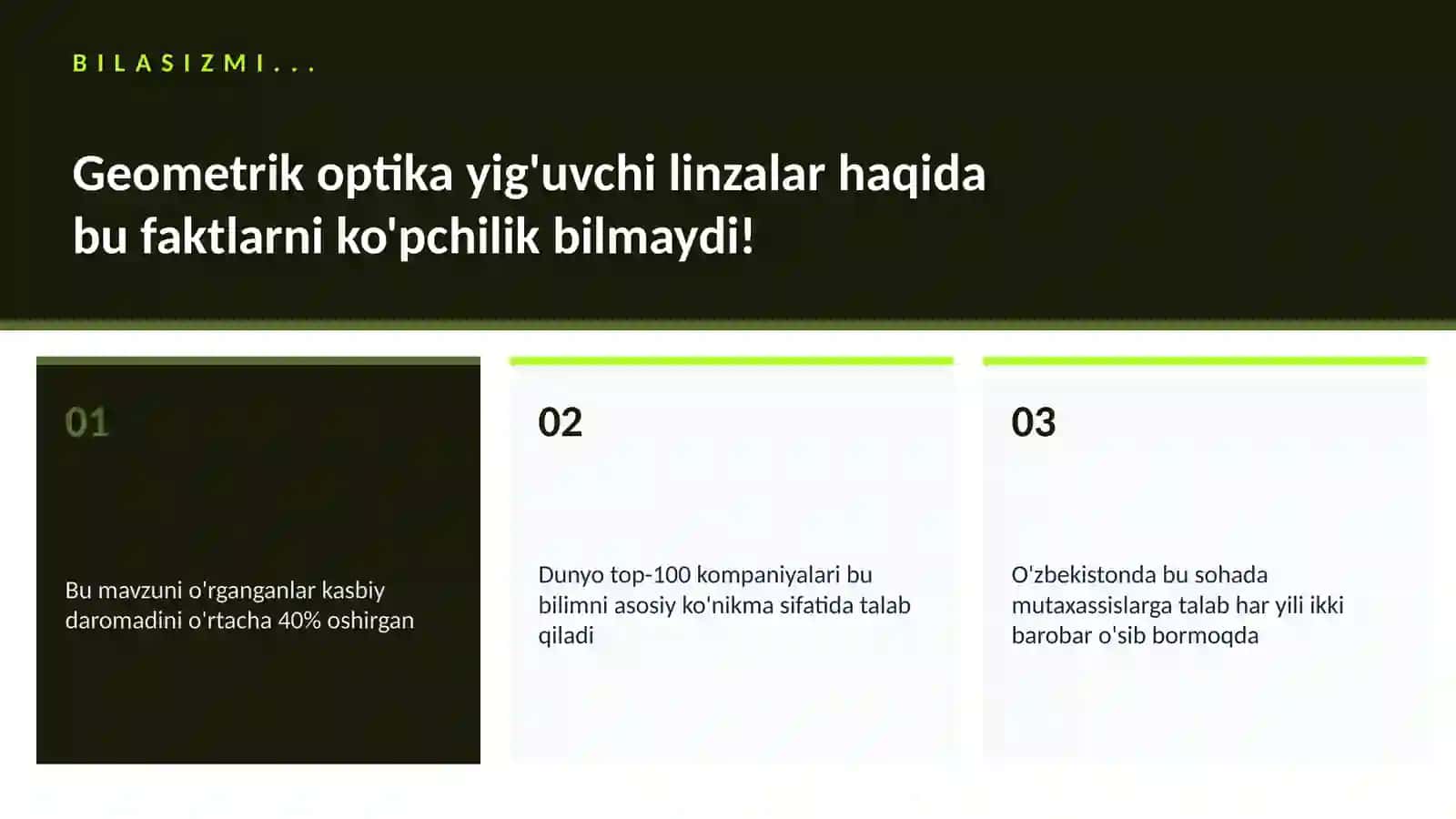 Geometrik optika yig'uvchi linzalar 2