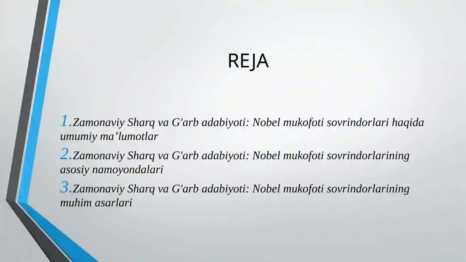 Sharq va G‘arbadabiyoti: Nobel mukofoti sovrindorlari 2
