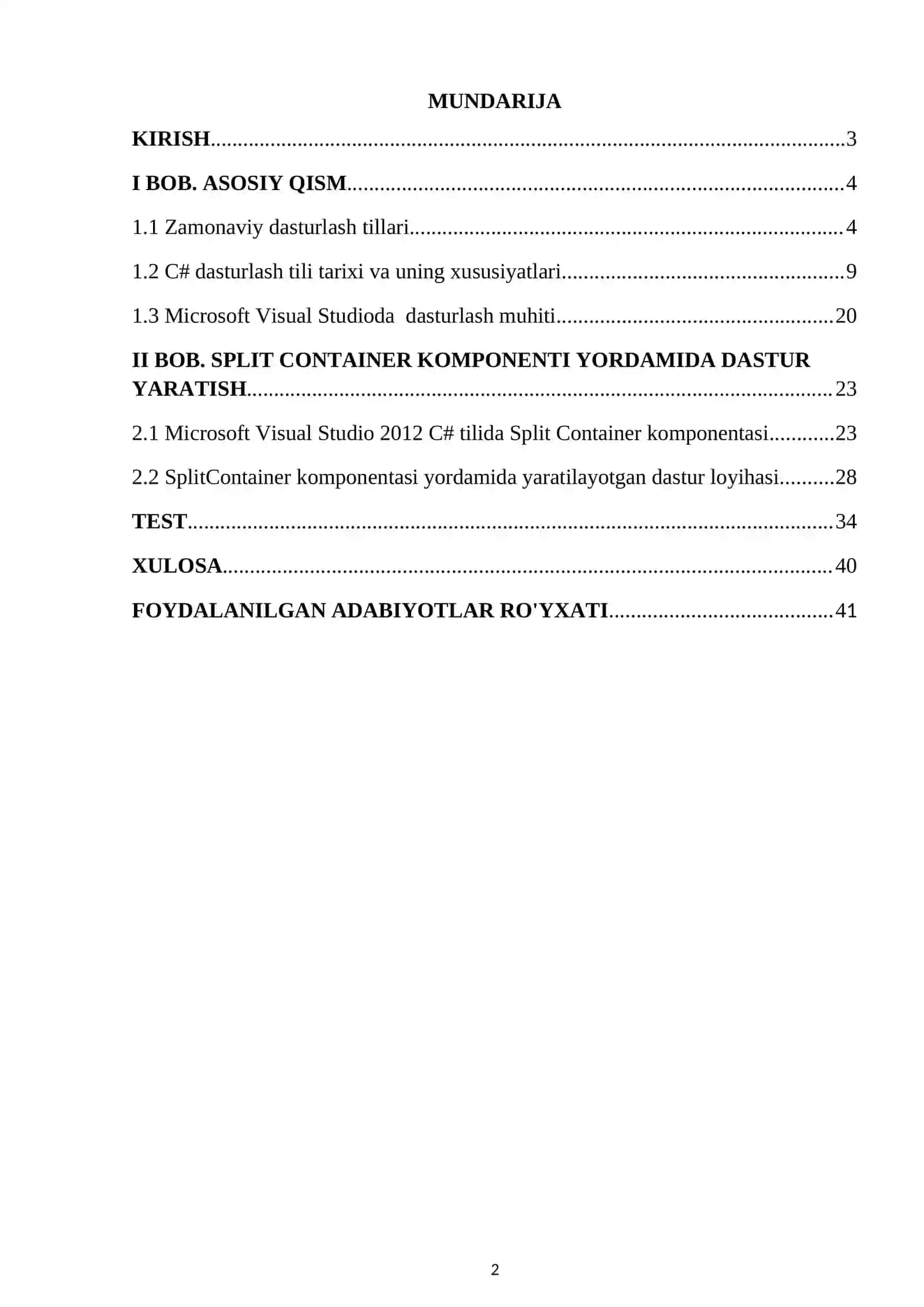 C# dasturlash tilida Split Container komponentasi yordamida dasturlar yaratish 2