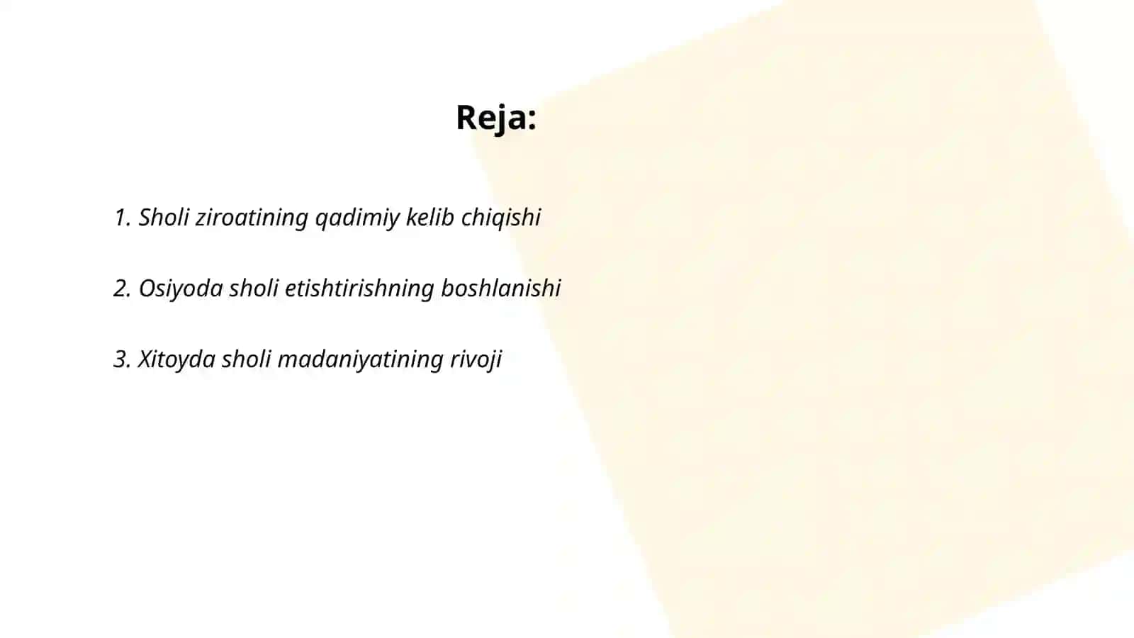 Sholi ekinini kelib chiqishi tarixi va tarqalishi 2