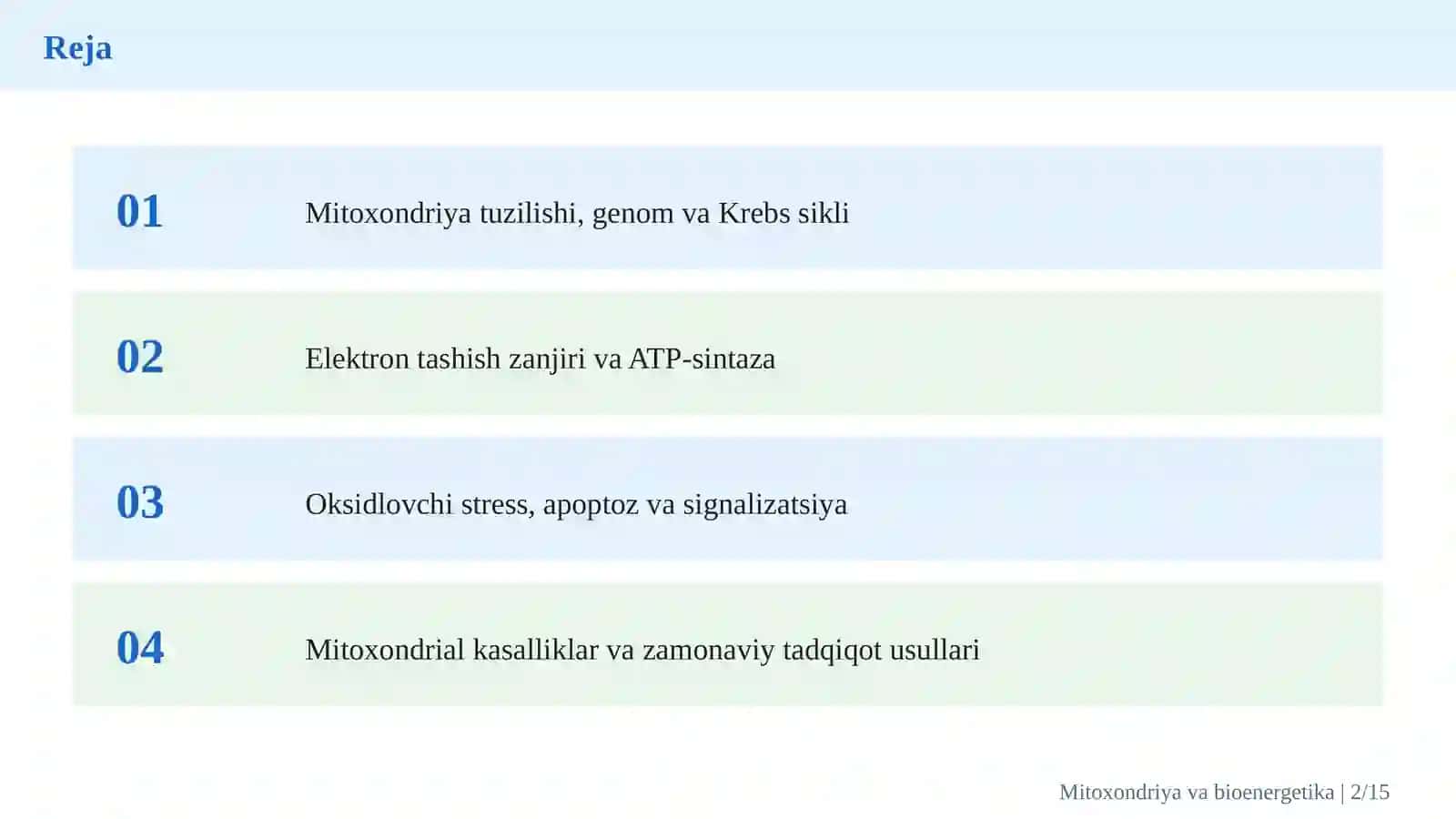 Mitoxondrial biologiya, hujayra bioenergetikasi va oksidlovchi fosforlanish 2