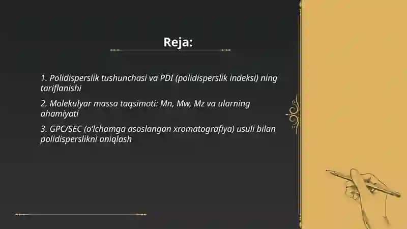 Polimerlarning polidispersligini aniqlash 2