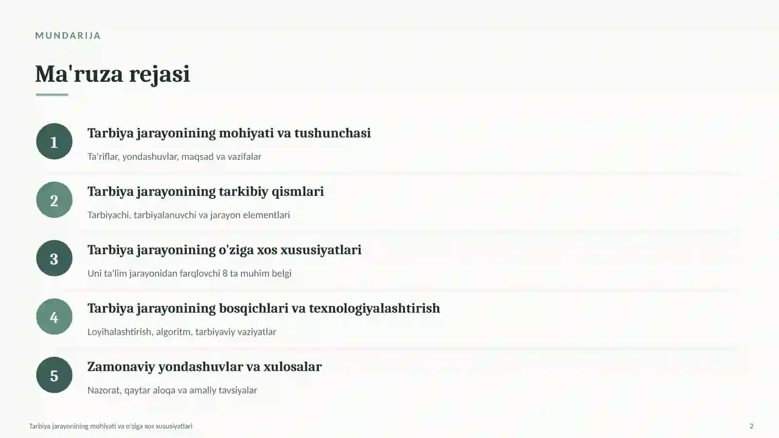 Tarbiya faoliyatini tashkil etish texnologiyasi 2